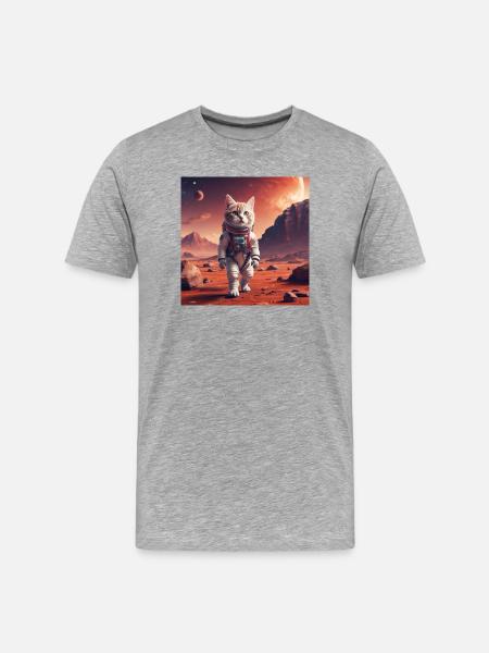 Cat astronaut on Mars - Men's Premium Organic T-Shirt - heather grey