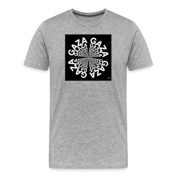 Hypnotic Typographic Spiral - Men's Premium Organic T-Shirt - heather grey - Front - Damien (186cm)