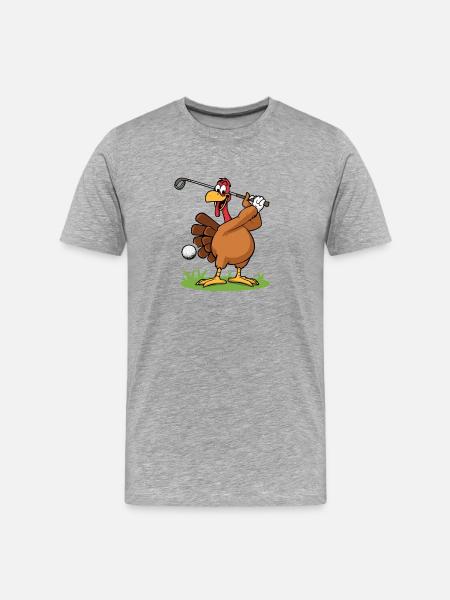 Thanksgiving Humor Turkey Golf - Men's Premium Organic T-Shirt - heather grey