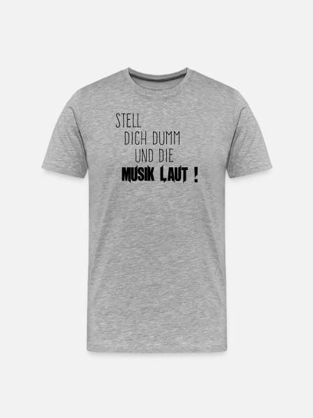 Dich Dumm Musik Laut - Männer Premium Bio T-Shirt - Grau meliert