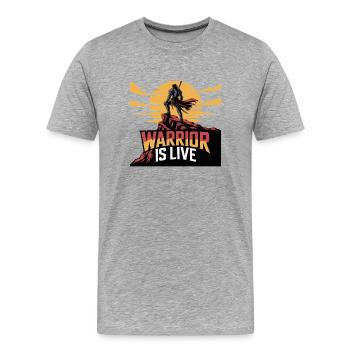 Guerrier sur la falaise coucher de soleil - T-shirt bio Premium Homme - gris chiné - Devant - Damien (186cm)