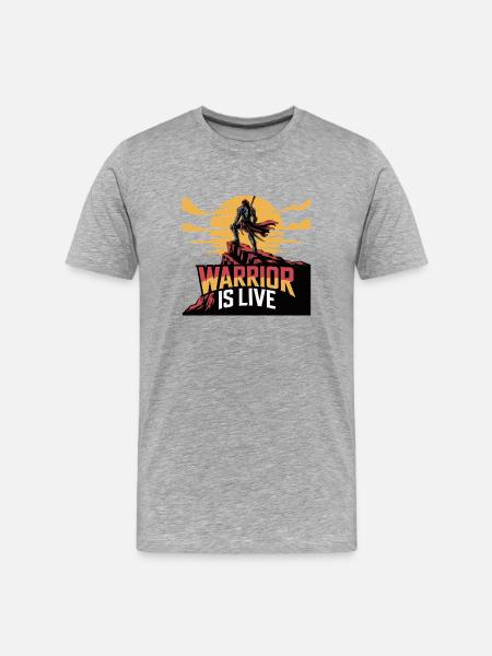 Warrior On Cliff Sunset - Men's Premium Organic T-Shirt - heather grey