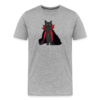 Chat vampire de minuit avec une cape - T-shirt bio Premium Homme - gris chiné - Devant - Damien (186cm)