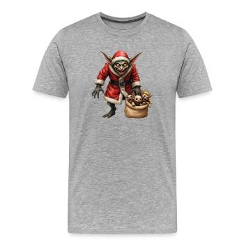 Weihnachtsgoblin mit Kreaturen - Männer Premium Bio T-Shirt - Grau meliert - Vorne - Damien (186cm)