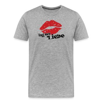 Day of Love Wedding Engagement Birthday Kiss - Men's Premium Organic T-Shirt - heather grey - Front - Damien (186cm)