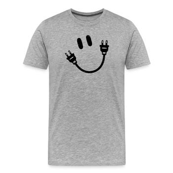 électricien ingénieur électricien Schuko Plug Funny - T-shirt bio Premium Homme - gris chiné - Devant - Damien (186cm)