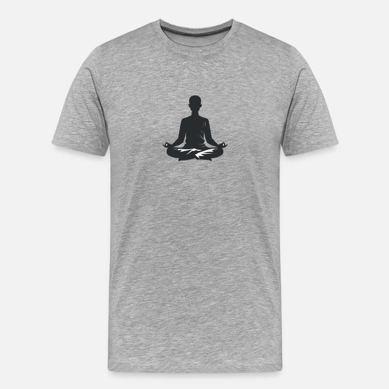 Meditation - Cooles Silhouetten-Logo - Männer Premium Bio T-Shirt - Grau meliert