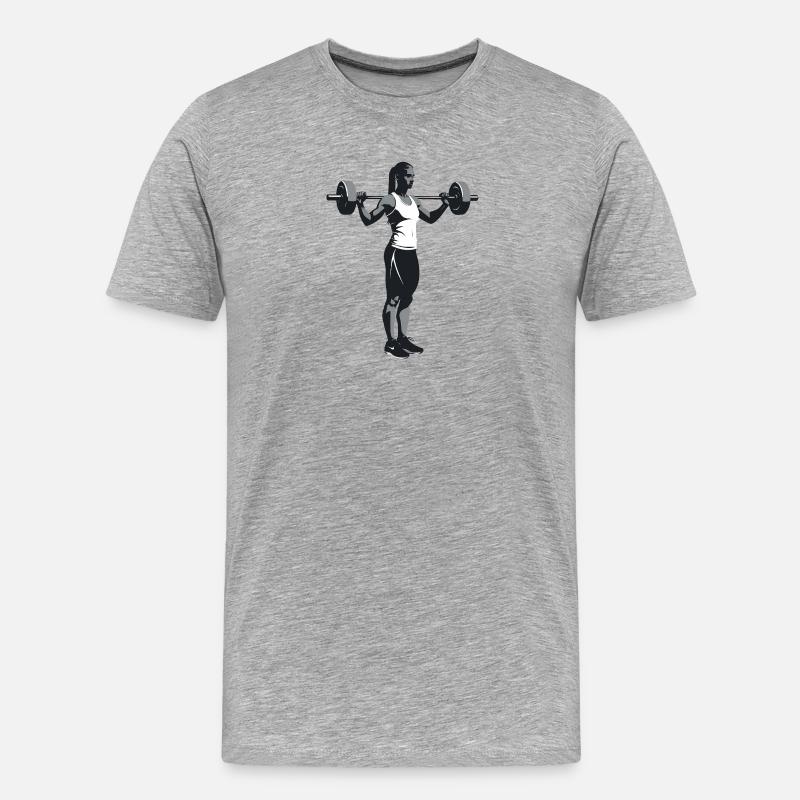Weiblicher Bodybuilder - Cooles Silhouetten-Logo - Männer Premium Bio T-Shirt - Grau meliert