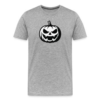 Grimmiger Halloween Kürbis - Männer Premium Bio T-Shirt - Grau meliert - Vorne - Damien (186cm)