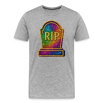 Galaktische RIP Grabstein Glitter - Männer Premium Bio T-Shirt - Grau meliert - Vorne - Damien (186cm)