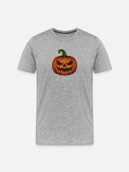 Glitzernder Gruselkürbis - Männer Premium Bio T-Shirt - Grau meliert