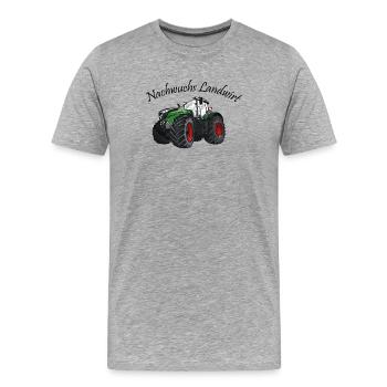 Jeune agriculteur tracteur ventilateur jantes rouges - T-shirt bio Premium Homme - gris chiné - Devant - Damien (186cm)
