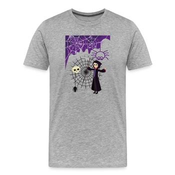 La Faucheuse dans la toile d’araignée - T-shirt bio Premium Homme - gris chiné - Devant - Damien (186cm)
