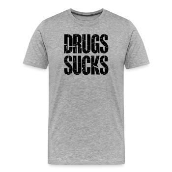 Anti Drogen Slogan Schwarz - Männer Premium Bio T-Shirt - Grau meliert - Vorne - Damien (186cm)