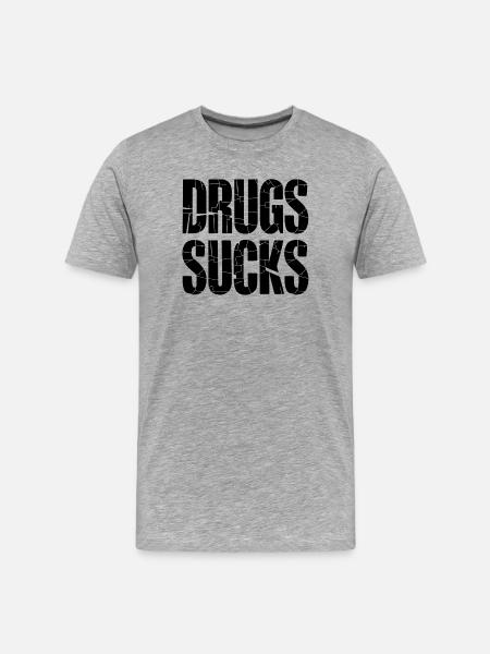 Anti Drogen Slogan Schwarz - Männer Premium Bio T-Shirt - Grau meliert
