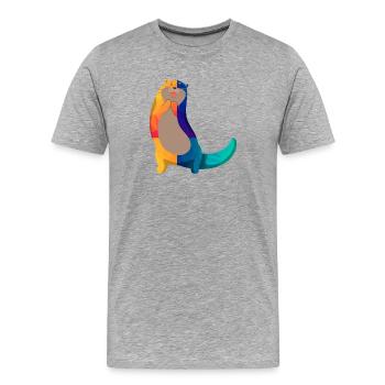 Seeotter Cartoon - Männer Premium Bio T-Shirt - Grau meliert - Vorne - Damien (186cm)