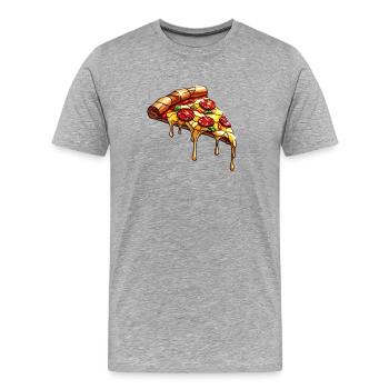 Shiny salami pizza with basil - Men's Premium Organic T-Shirt - heather grey - Front - Damien (186cm)