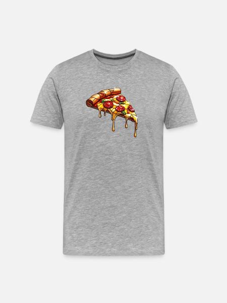 Shiny salami pizza with basil - Men's Premium Organic T-Shirt - heather grey