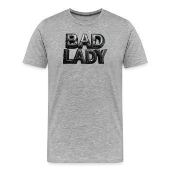 Bad Lady – 3D letters in black leather look - Men's Premium Organic T-Shirt - heather grey - Front - Damien (186cm)