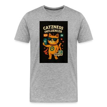 Cat influencer with sunglasses - Men's Premium Organic T-Shirt - heather grey - Front - Damien (186cm)
