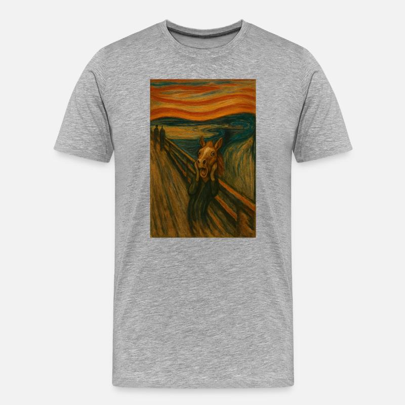 Pferd im Scream Stil Brücke - Männer Premium Bio T-Shirt - Grau meliert