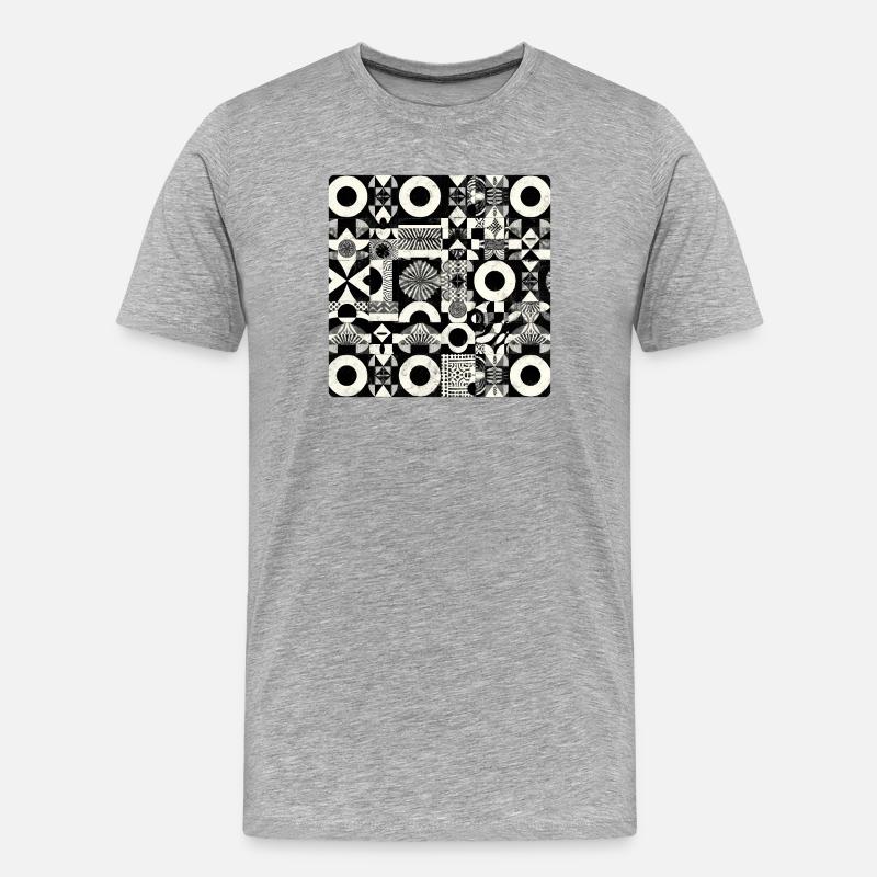 Abstraktes Schwarz-Weiß Muster Geometrie - Männer Premium Bio T-Shirt - Grau meliert