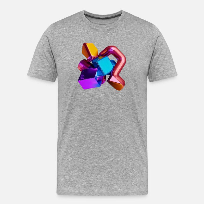 Abstrakte 3D Geometrie Formen bunt - Männer Premium Bio T-Shirt - Grau meliert