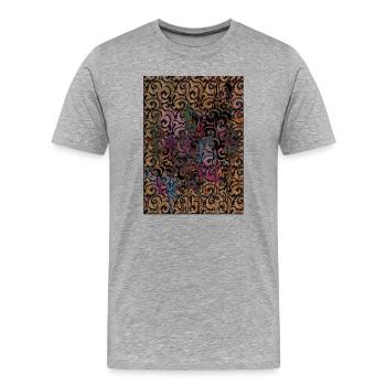 Ojio Originals - Spiralförmige chromatische Schriftrollen - Männer Premium Bio T-Shirt - Grau meliert - Vorne - Damien (186cm)