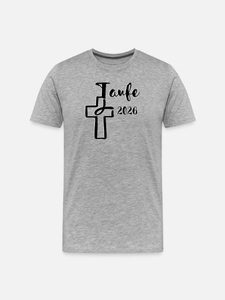 Baptism 2026 Cross with Fish Dipping - Men's Premium Organic T-Shirt - heather grey