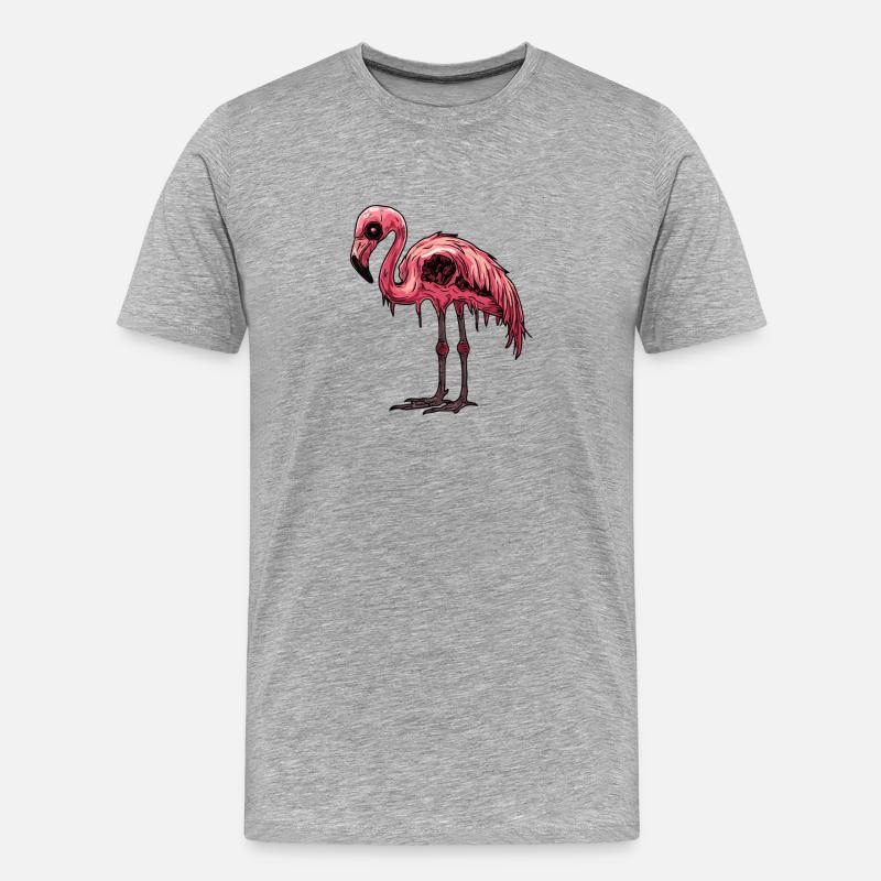 Flamingo Halloween Comic Lustig - Männer Premium Bio T-Shirt - Grau meliert