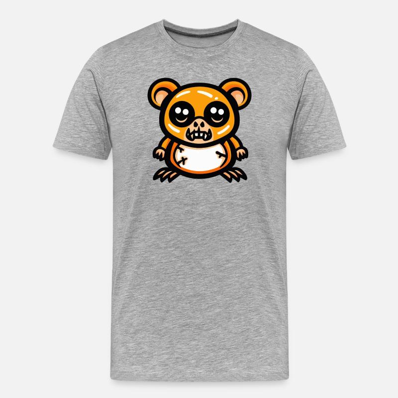 Hamster Halloween Comic Lustig - Männer Premium Bio T-Shirt - Grau meliert