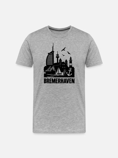 Bremerhaven Silhouette Skyline - Männer Premium Bio T-Shirt - Grau meliert