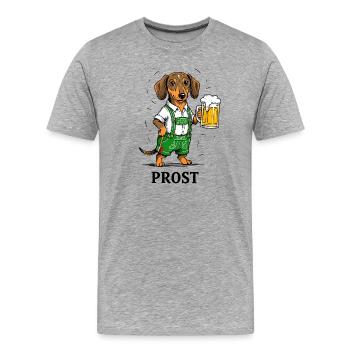 Cheers Bière Teckel Lederhose Bavière Tente à bière traditionnelle - T-shirt bio Premium Homme - gris chiné - Devant - Damien (186cm)