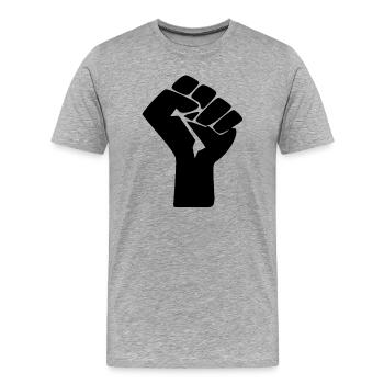 Poing de la Résistance - Le Signe des Mouvements Sociaux - T-shirt bio Premium Homme - gris chiné - Devant - Damien (186cm)