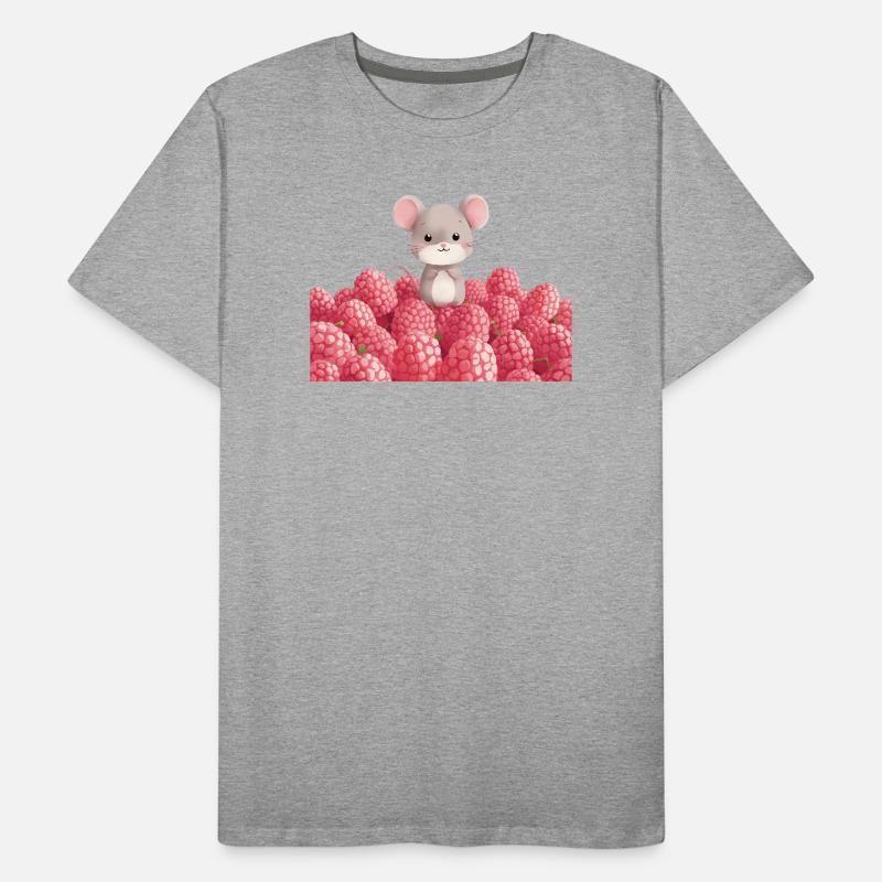 Souris mignonne dans le champ de framboises conception pour enfants T-shirt bio Premium Homme