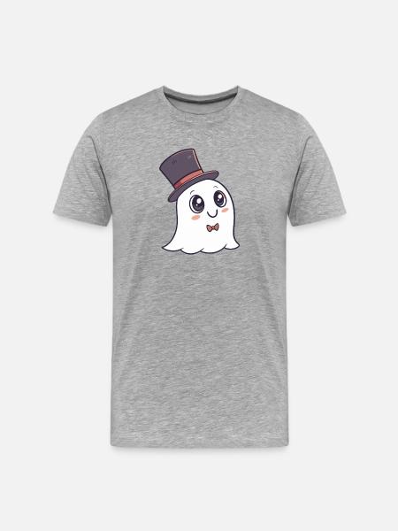 Chic Ghost Hat and Bow - Men's Premium Organic T-Shirt - heather grey