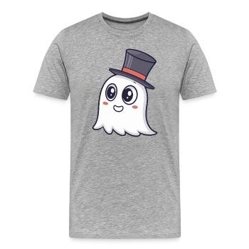 Schicker Ghost Zylinder - Männer Premium Bio T-Shirt - Grau meliert - Vorne - Damien (186cm)