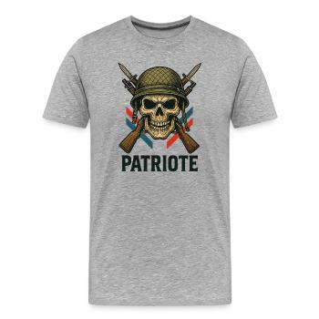 France - Casque militaire patriote - T-shirt bio Premium Homme - gris chiné - Devant - Damien (186cm)