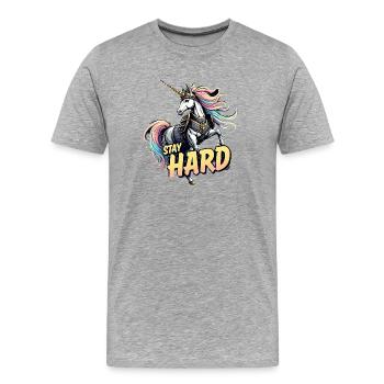 Armure de licorne Restez dur - T-shirt bio Premium Homme - gris chiné - Devant - Damien (186cm)