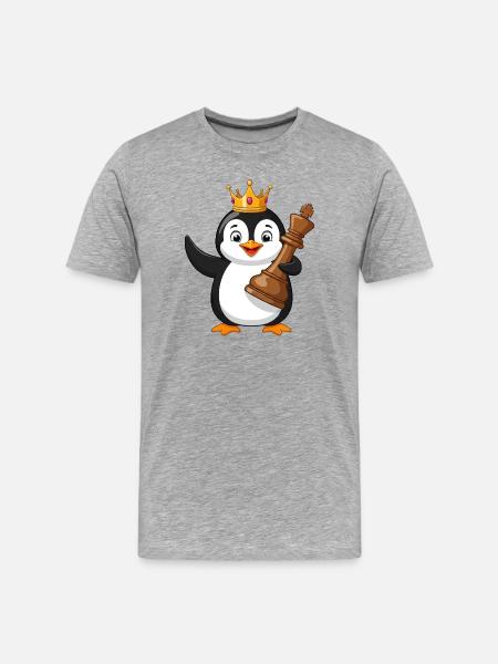 Funny Penguin Chess Player Cartoon Joy - Men's Premium Organic T-Shirt - heather grey