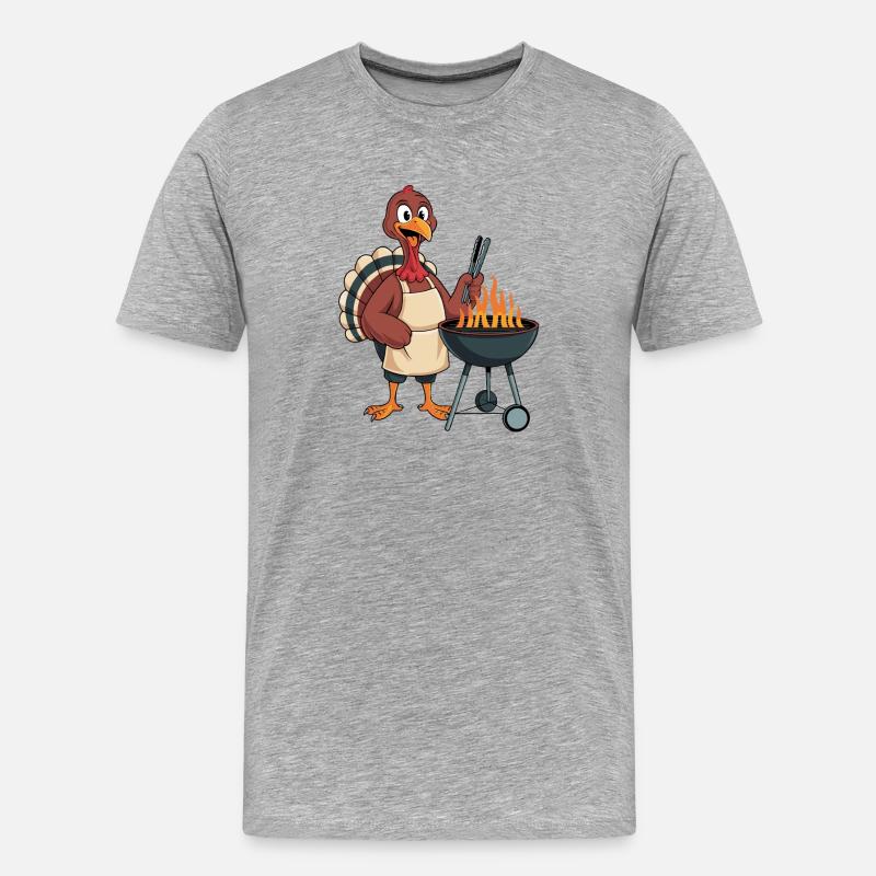 Conception amusante de grillade de dinde - T-shirt bio Premium Homme - gris chiné