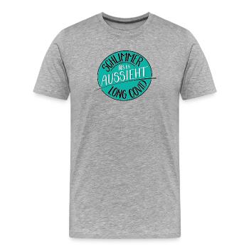Pire qu’il n’y paraît, le Covid long - T-shirt bio Premium Homme - gris chiné - Devant - Damien (186cm)