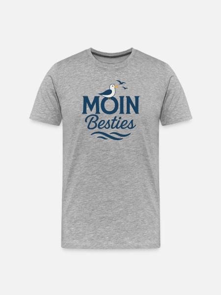 Moin Besties Sea Greeting - Men's Premium Organic T-Shirt - heather grey