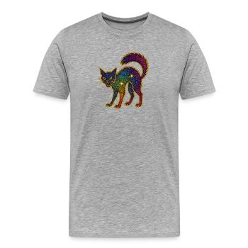 Galaktische Glitzerkatze zu Halloween - Männer Premium Bio T-Shirt - Grau meliert - Vorne - Damien (186cm)