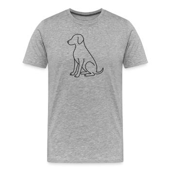 Croquis de chien assis – Motif animalier - T-shirt bio Premium Homme - gris chiné - Devant - Damien (186cm)