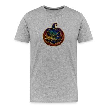 Glitzernder Regenbogen Kürbis zu Halloween - Männer Premium Bio T-Shirt - Grau meliert - Vorne - Damien (186cm)