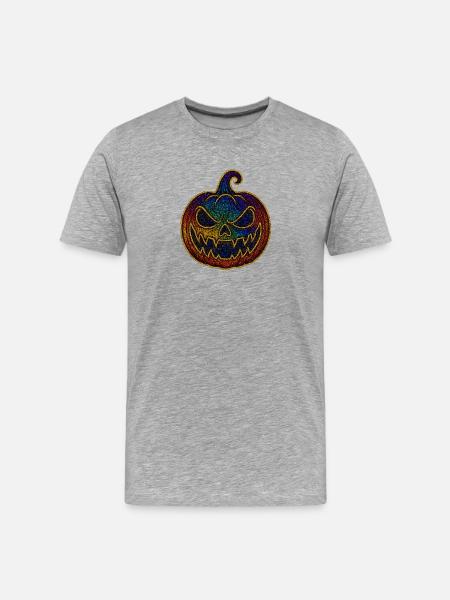 Glittering Rainbow Pumpkin for Halloween - Men's Premium Organic T-Shirt - heather grey