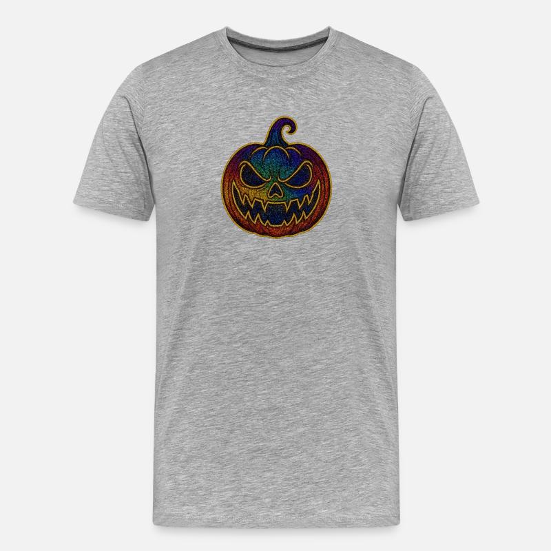 Glitzernder Regenbogen Kürbis zu Halloween - Männer Premium Bio T-Shirt - Grau meliert