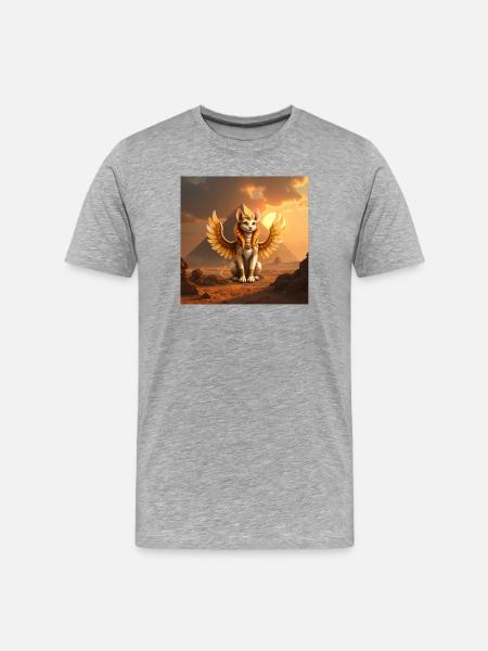 Winged Cat in Desert Egypt - Men's Premium Organic T-Shirt - heather grey