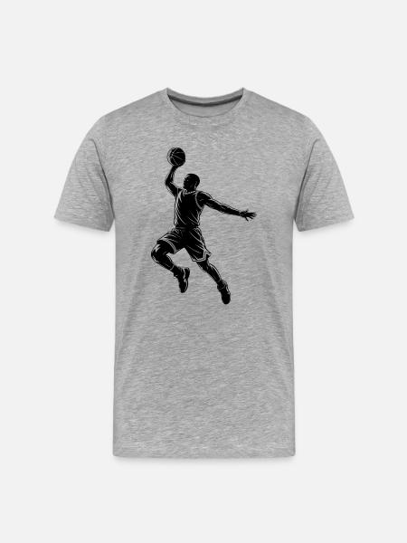 Basketball Dunk - Cool Silhouette Logo - Men's Premium Organic T-Shirt - heather grey